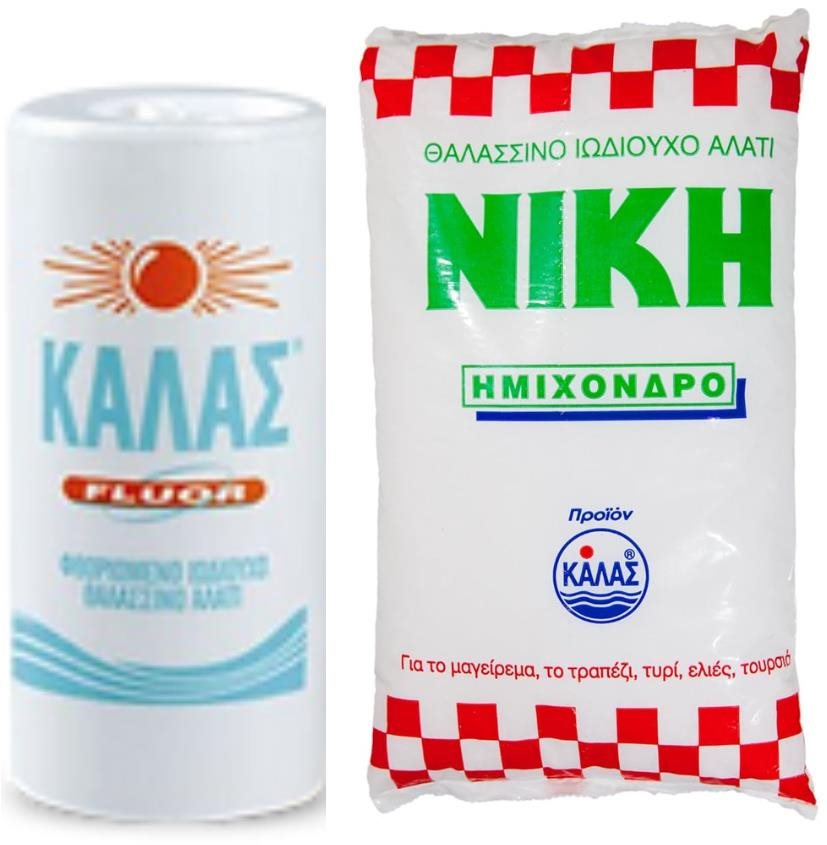 KALAS FLUOR Jemná fluorovaná jodovaná mořská sůl 250 g + NIKI Polohrubá jodizovaná 1 kg