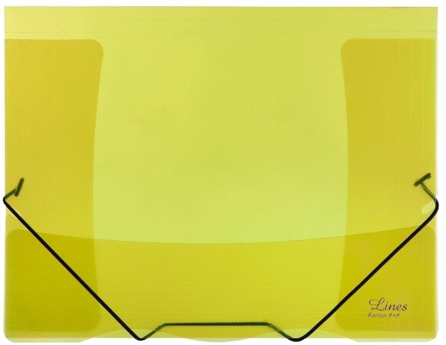 Karton P+P Sloha s gumou průhledná - Lines žlutá