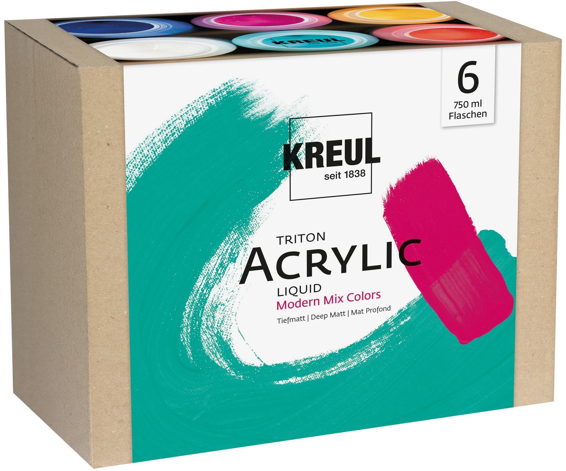 KREUL Triton sada akrylových moderních barev, 6 × 750 ml
