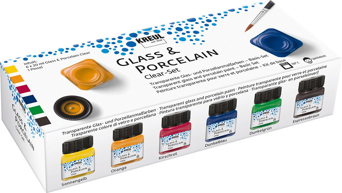 KREUL Sada barev na sklo a porcelán CLEAR 6 x 20 ml