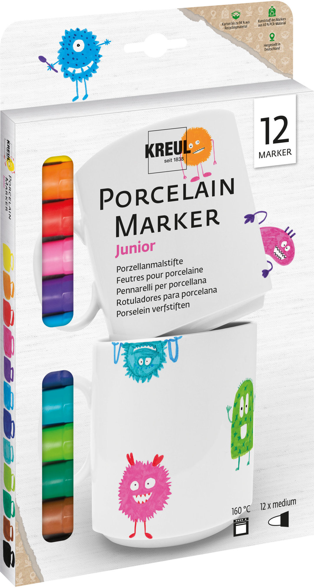 KREUL na porcelán, sada JUNIOR, 12 barev