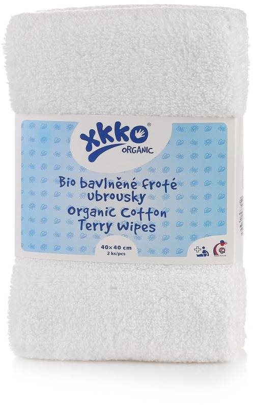 XKKO Organic BIO bavlněné froté ubrousky 40 × 40 cm, White 2 ks