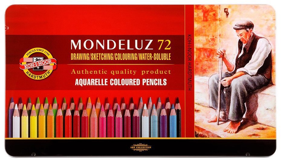 KOH-I-NOOR 3727/72 Akvarelové pastelky v plechovém pouzdře 72 ks