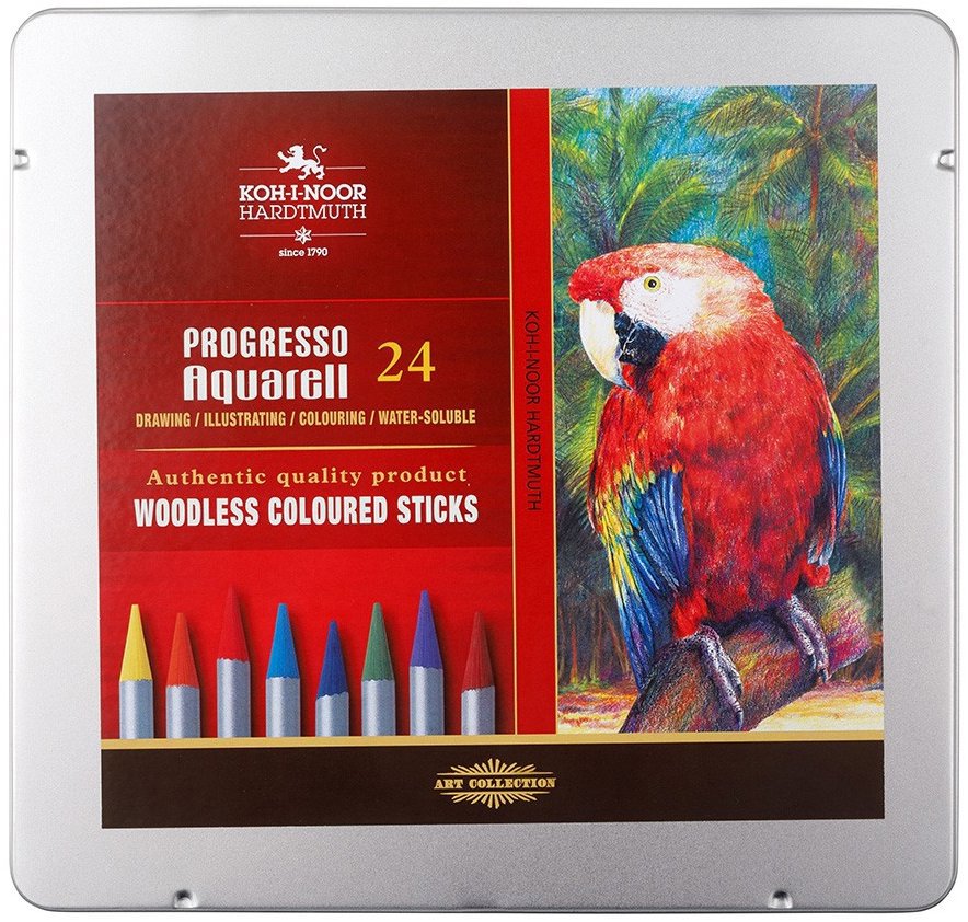 Koh-i-noor Progresso aquarell 8784/24 Akvarelové pastelky v laku, v plechovém pouzdře 24 ks