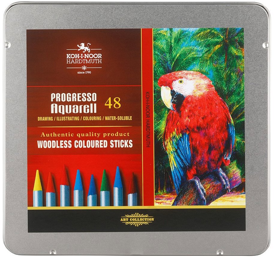 Koh-i-noor Progresso aquarell 8786/48 Akvarelové pastelky v laku, v plechovém pouzdře 48 ks