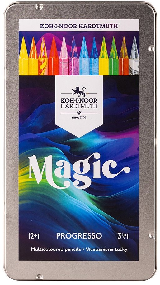 Koh-i-noor Progresso Magic 8772/12 Pastelky v laku, v plechovém pouzdře 12 ks