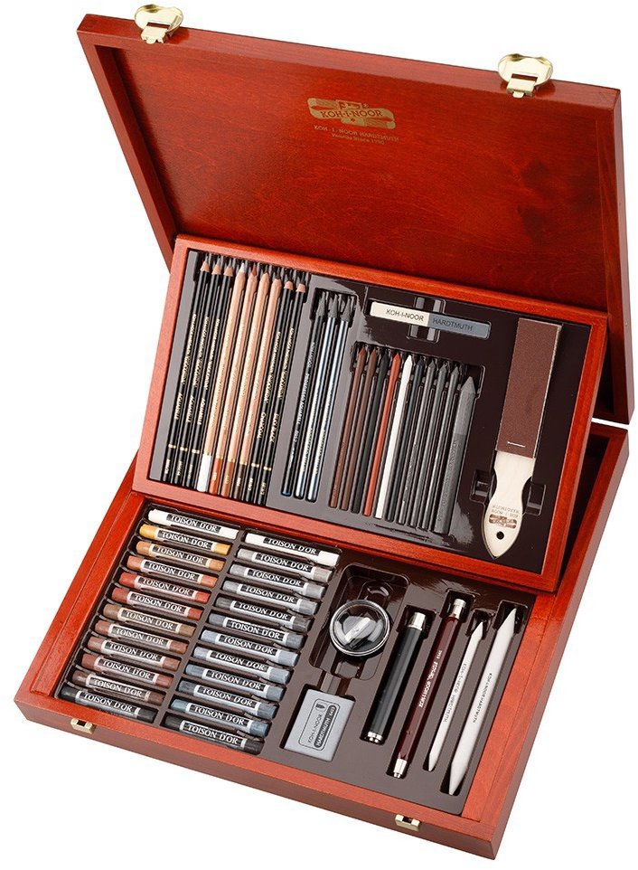 KOH-I-NOOR GIOCONDA 8896 velká kreslířská sada v dřevěné kazetě 54 ks
