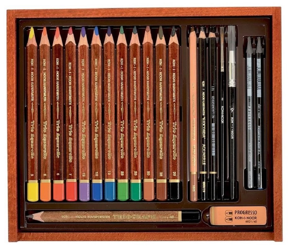 Koh-i-noor 8897 sada akvarelových pastelek v dřevěné kazetě 21 ks