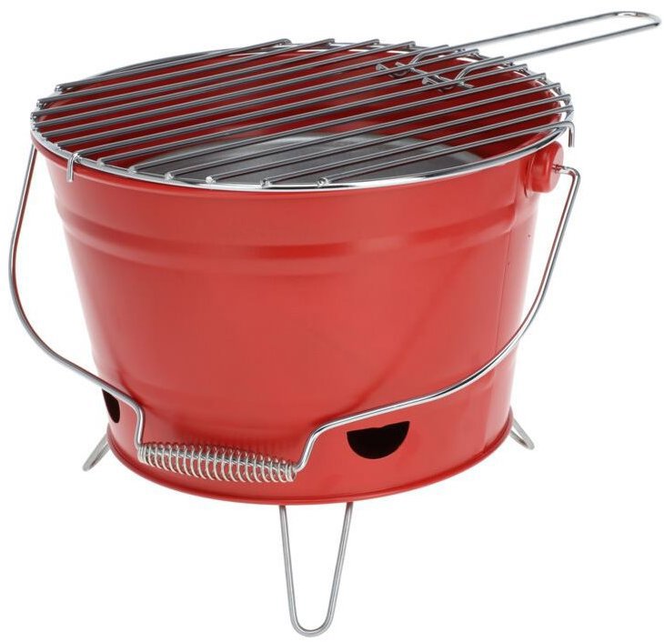 KOOPMAN Gril na dřevěné uhlí přenosný 27 cm červený