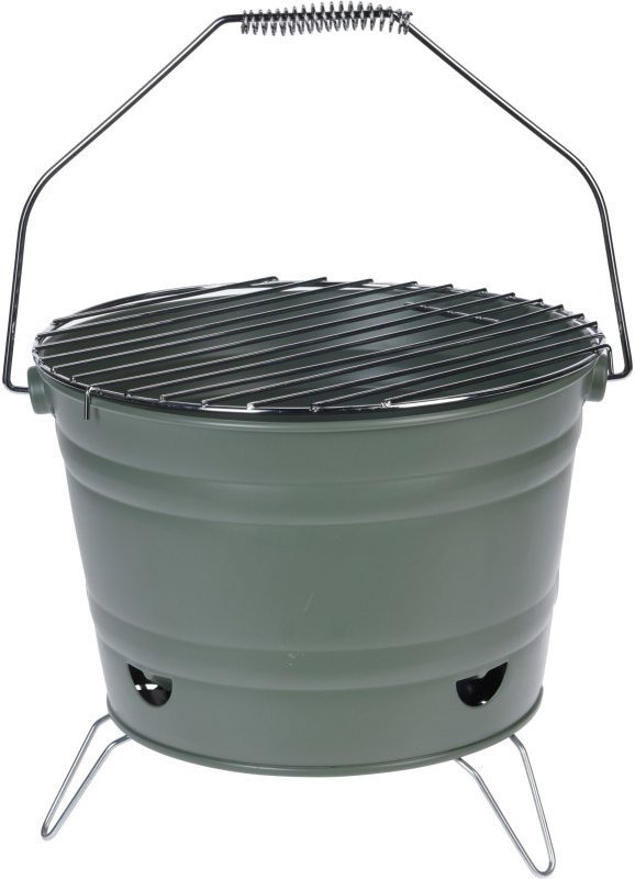 KOOPMAN Gril na dřevěné uhlí přenosný 27 cm zelený