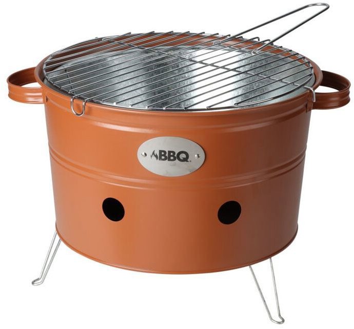 KOOPMAN Gril na dřevěné uhlí přenosný 34 cm oranžový