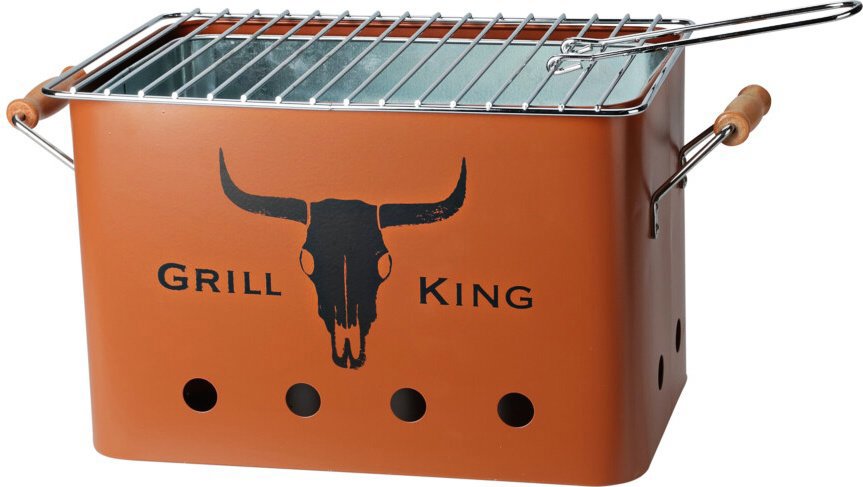 KOOPMAN Přenosný gril na dřevěné uhlí Grill King 43 × 20 cm cihlový