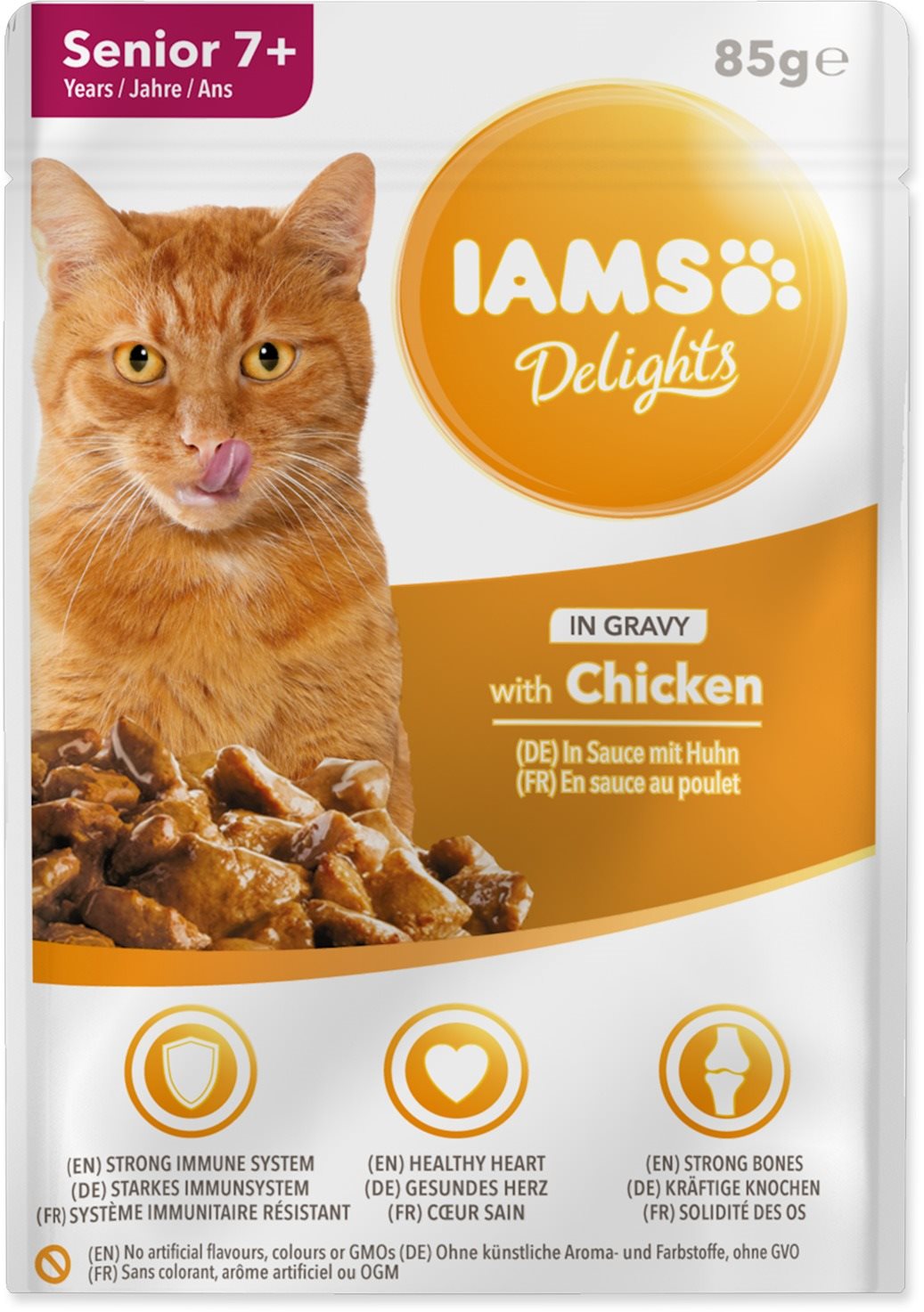 IAMS Delights pro kočičí seniory - s kuřecím v omáčce 85 g