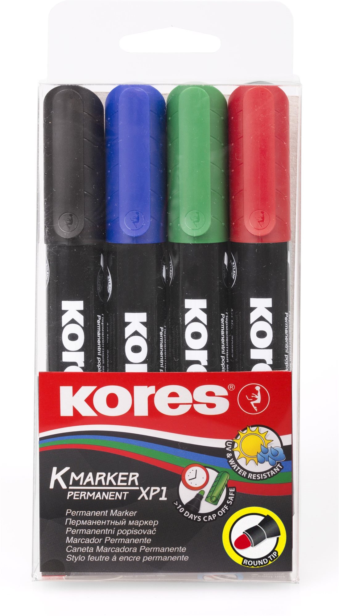 KORES K-MARKER permanentní silný - sada 4 barev