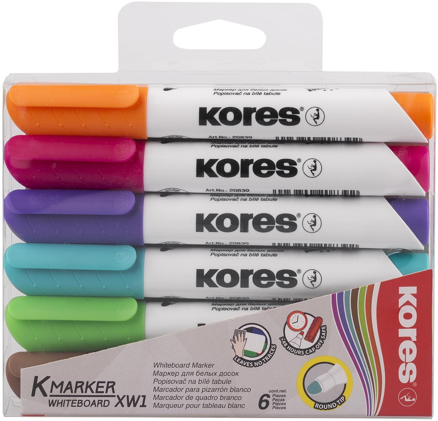 KORES K-MARKER na bílé tabule a flipcharty - sada 6 barev