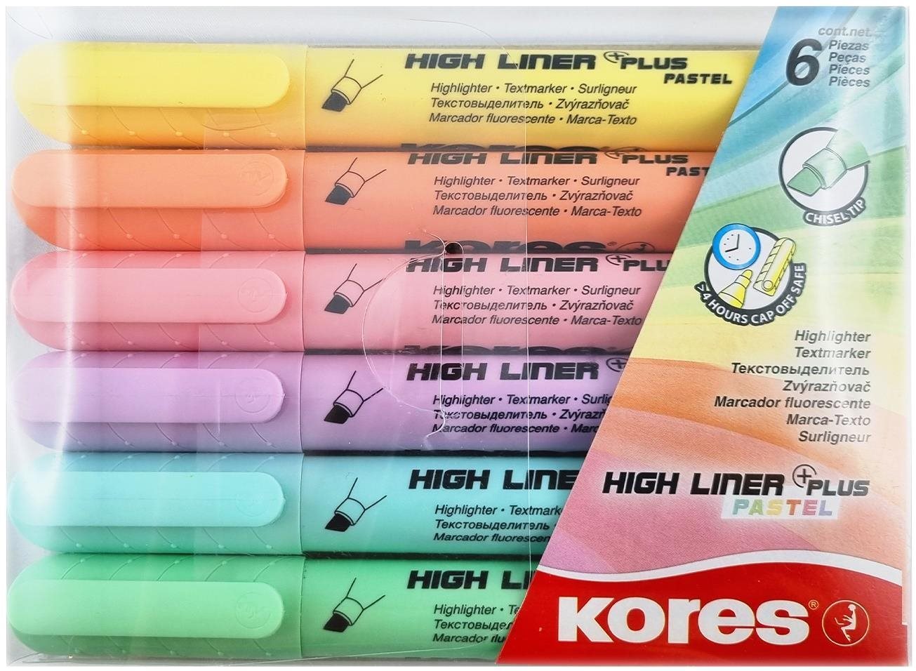 KORES HIGH LINER PLUS PASTEL sada 6 barev