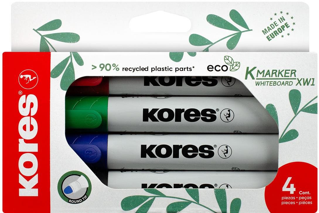 KORES K-MARKER Eco na bílé tabule a flipcharty, sada 4 barev