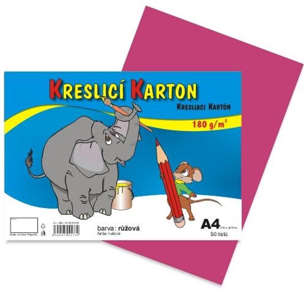 STEPA kreslicí karton A4, 50 listů, 180g/m2, růžový