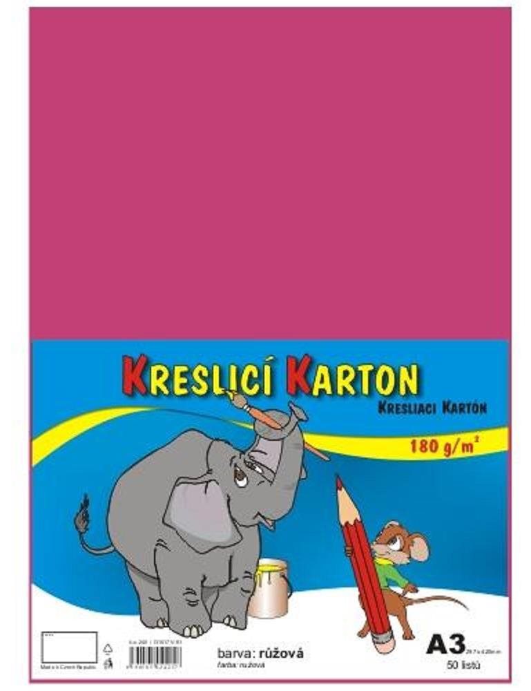 STEPA kreslicí karton A3, 50 listů, 180g/m2, růžový