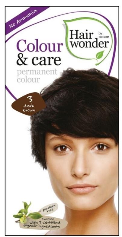 HAIRWONDER Dlouhotrvající barva bio tmavě hnědá 3 100 ml