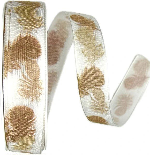 GOLDINA Stuha bavlněná FEATHER potisk peříčka bílá 0721