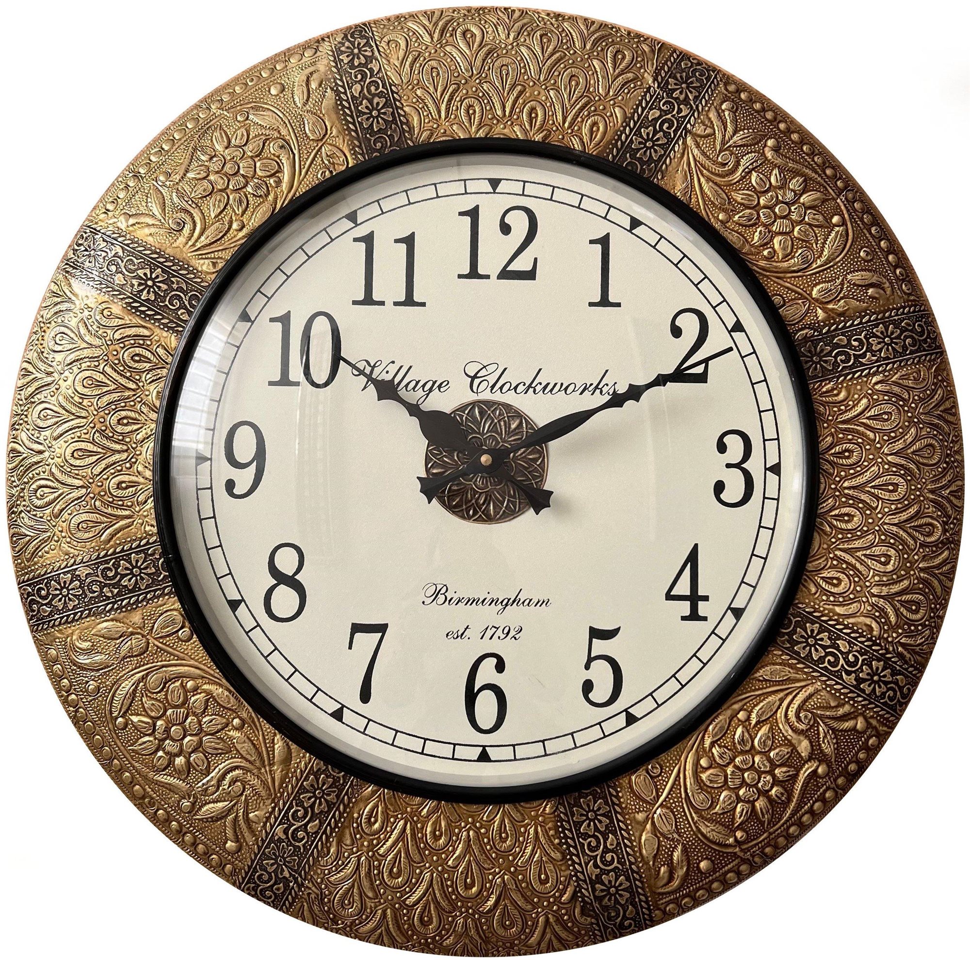 LAKŠMI - indický nábytek Nástěnné hodiny průměr 45 cm, vzor 4