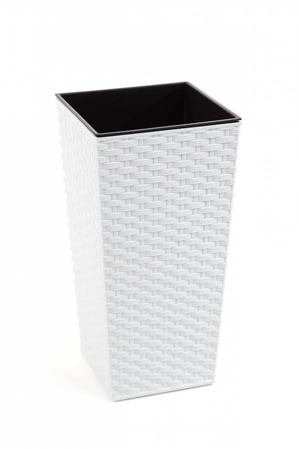 LAMELA Květináč FINEZIA RATAN 40 x 40 cm, výška 75 cm, bílý