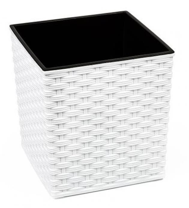 LAMELA Květináč JUKA RATAN, 30 x 30 cm, výška 31 cm, bílý