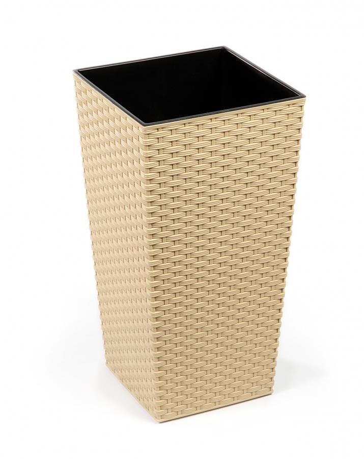 LAMELA Květináč FINEZIA RATAN, 35 x 35 cm, výška 68 cm, cappuccino