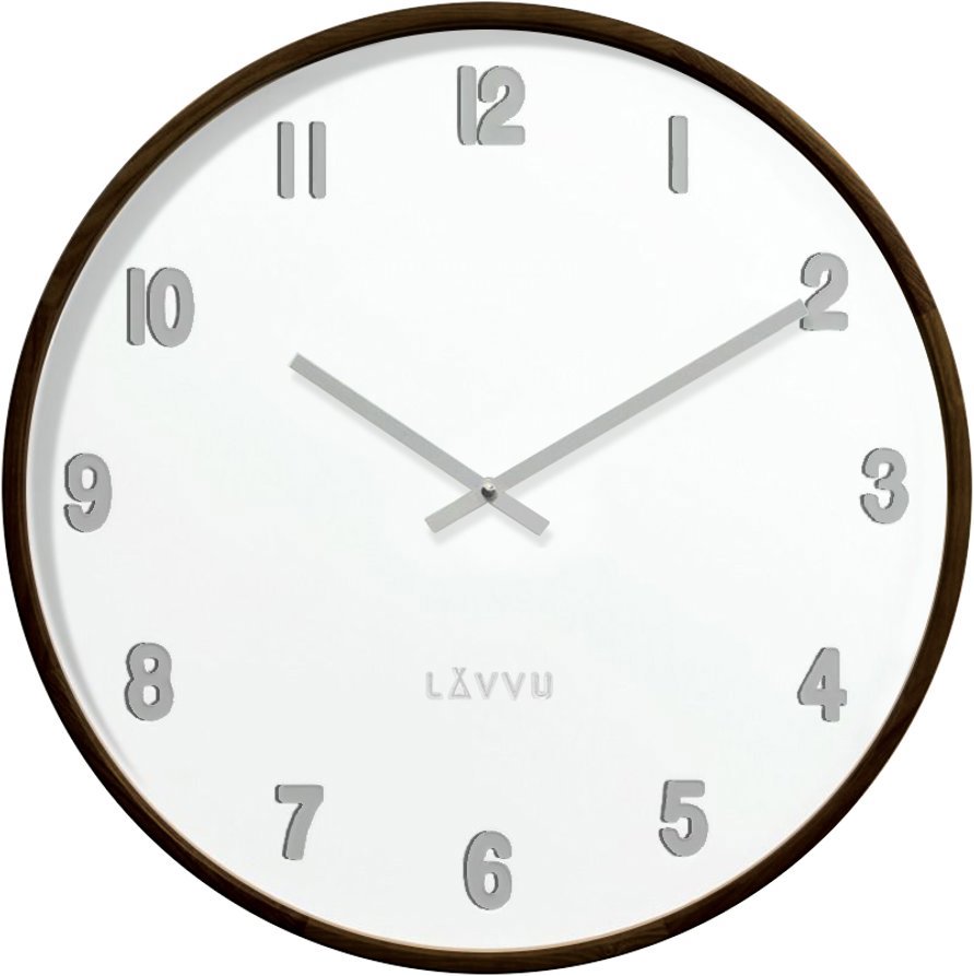LAVVU Fade Dřevěné bílé hodiny tmavé
