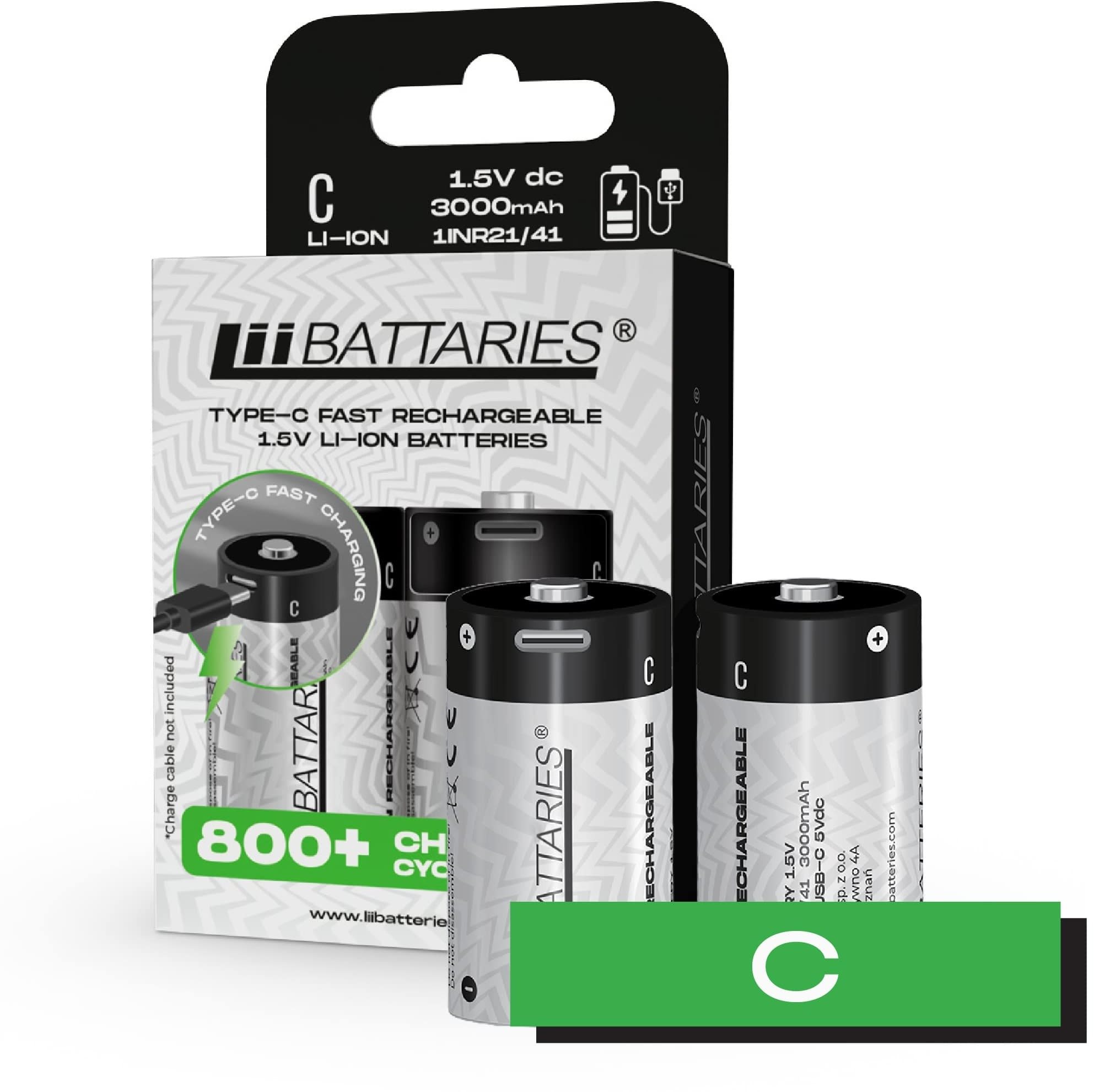 LIIBATTARIES Nabíjecí baterie tužková C - 3000 mAh USB-C