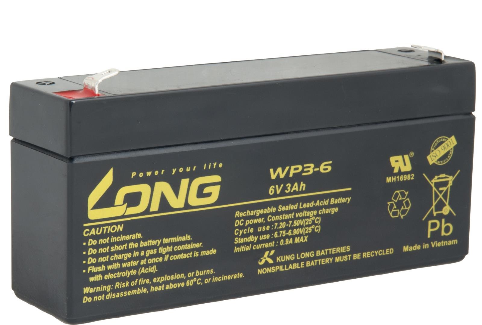 LONG baterie 6V 3Ah F1 (WP3-6)