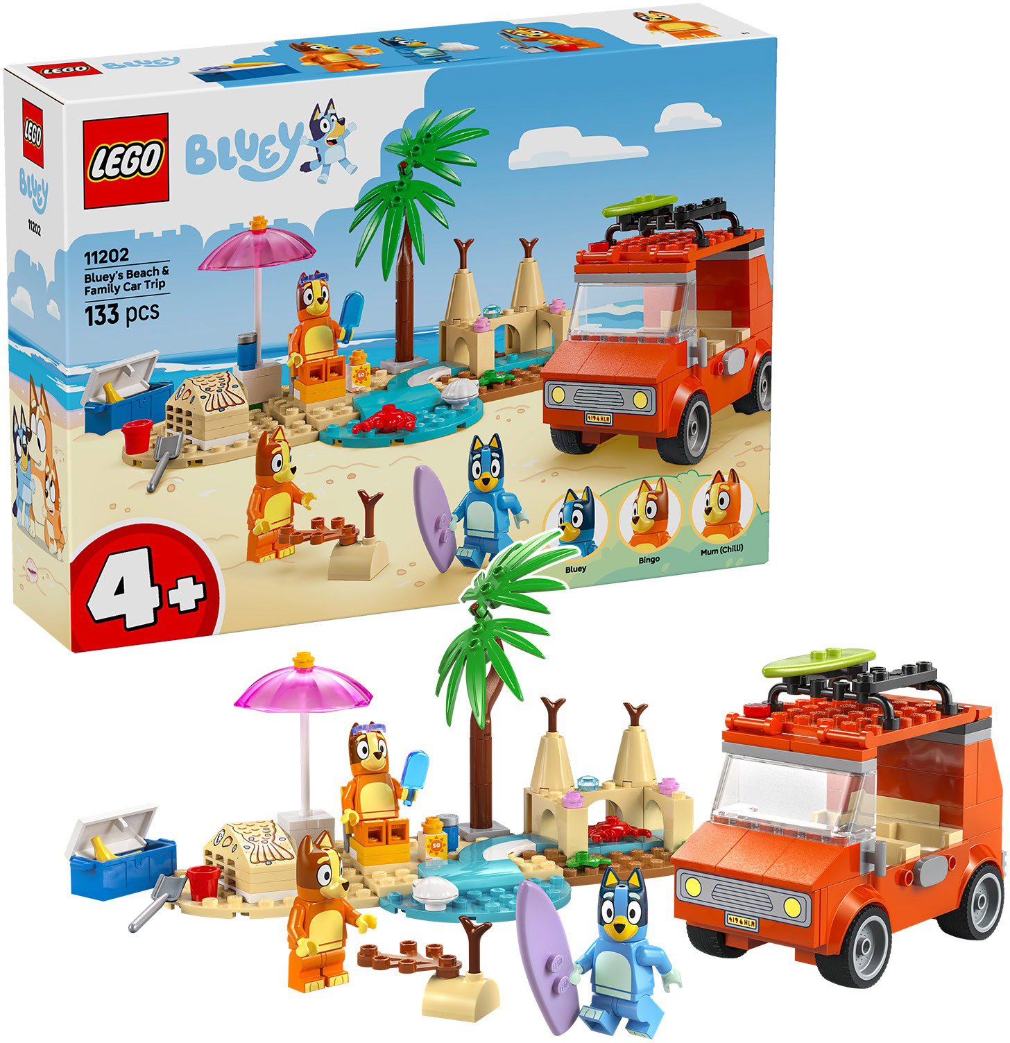 LEGO® Bluey 11202 Bluey a rodinný výlet autem na pláž