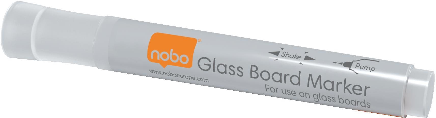 NOBO Glass Whiteboard Markers, bílý - balení 4 ks