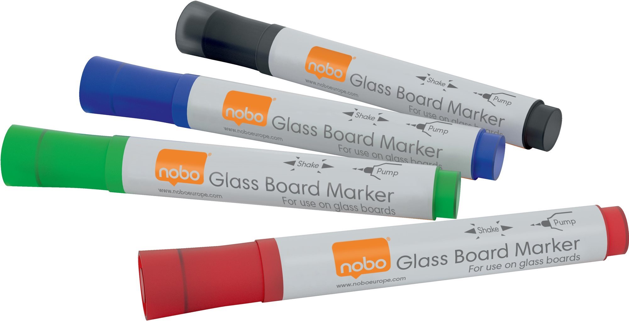 NOBO Glass Whiteboard Markers, mix barev - balení 4 ks