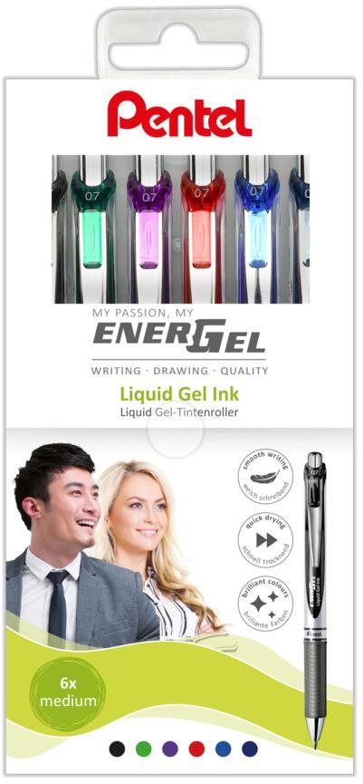 PENTEL Energel BL77-6, 0.7 mm - sada 6 barev