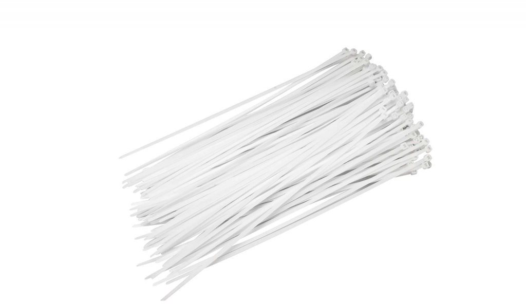 LAALU Vánoční ozdoby - stahovací pásky na ozdoby, bílé, 2,5 x 200 mm, 100 ks