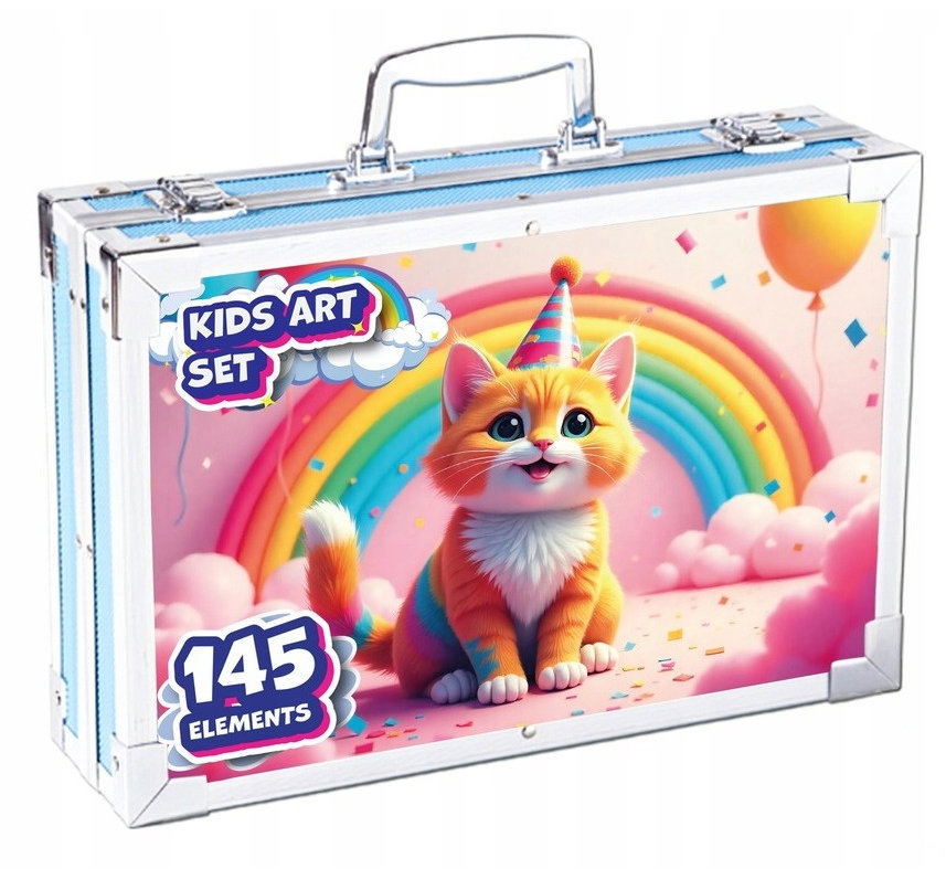 MG Art Suitcase Kitty sada pro malování v kufříku pro děti 145 ks, růžové