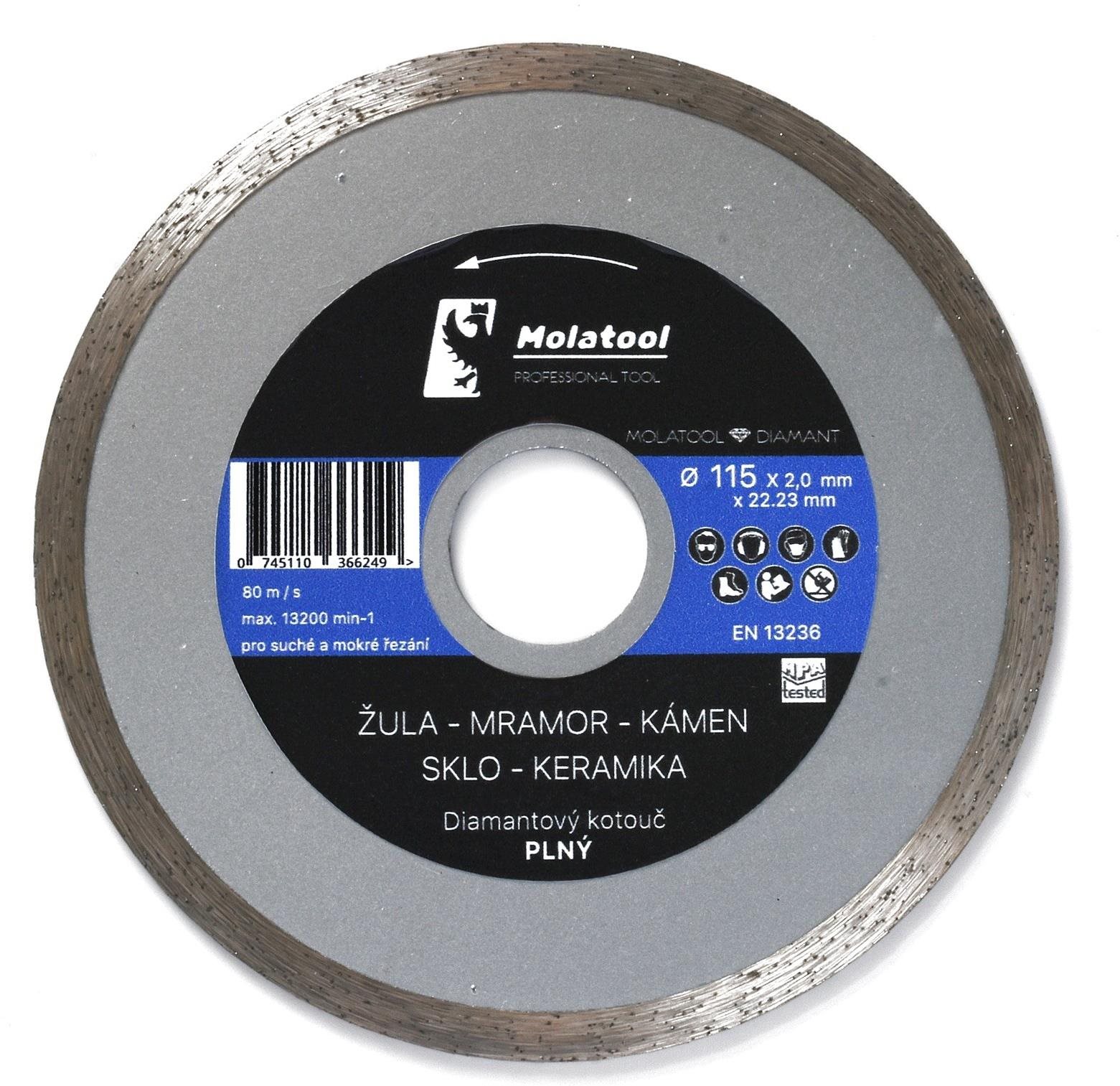Diamantový řezný kotouč Molatool 115 × 2,0 × 22,2 mm Standard Profi