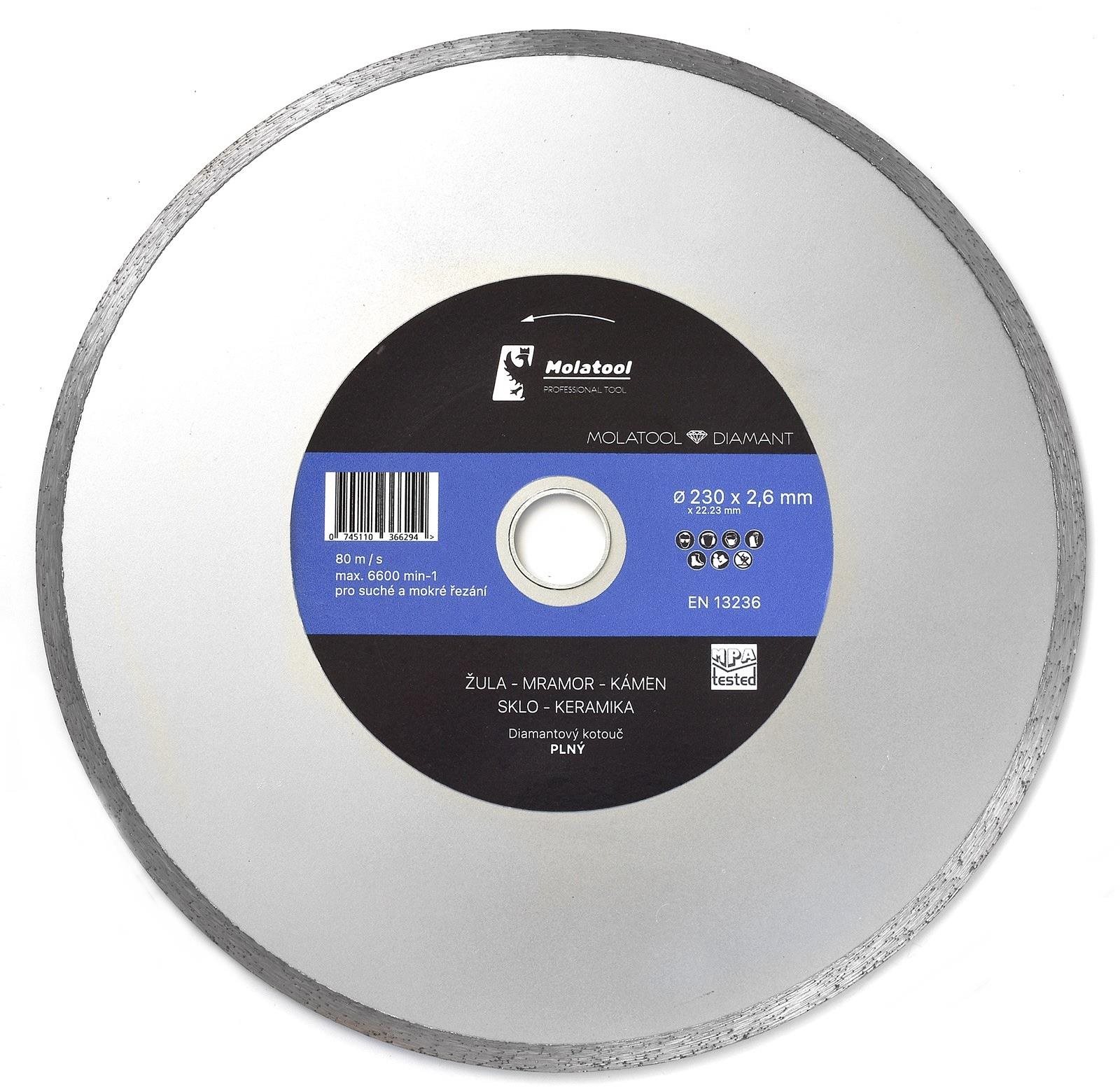 Diamantový řezný kotouč Molatool 230 × 2,6 × 22,2 mm Standard Profi
