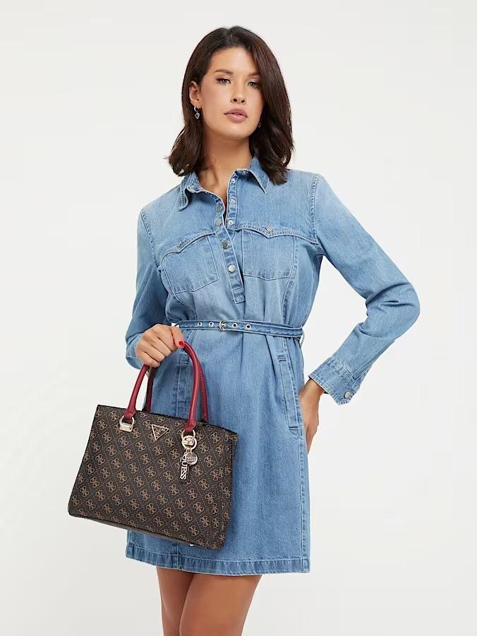 GUESS Kabelka Noelle Girlfriend Satchel hnědá