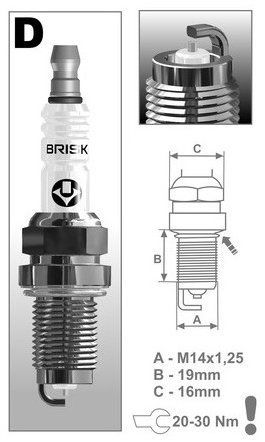 BRISK zapalovací svíčka DOR12YS-1 řada Silver Racing