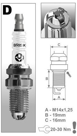 BRISK zapalovací svíčka DR14TC řada Extra