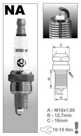 BRISK zapalovací svíčka NAR12YS řada Silver Racing