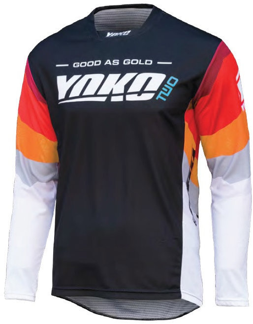 YOKO Motokrosový dres TWO, černo/bílo/červený, vel. XL