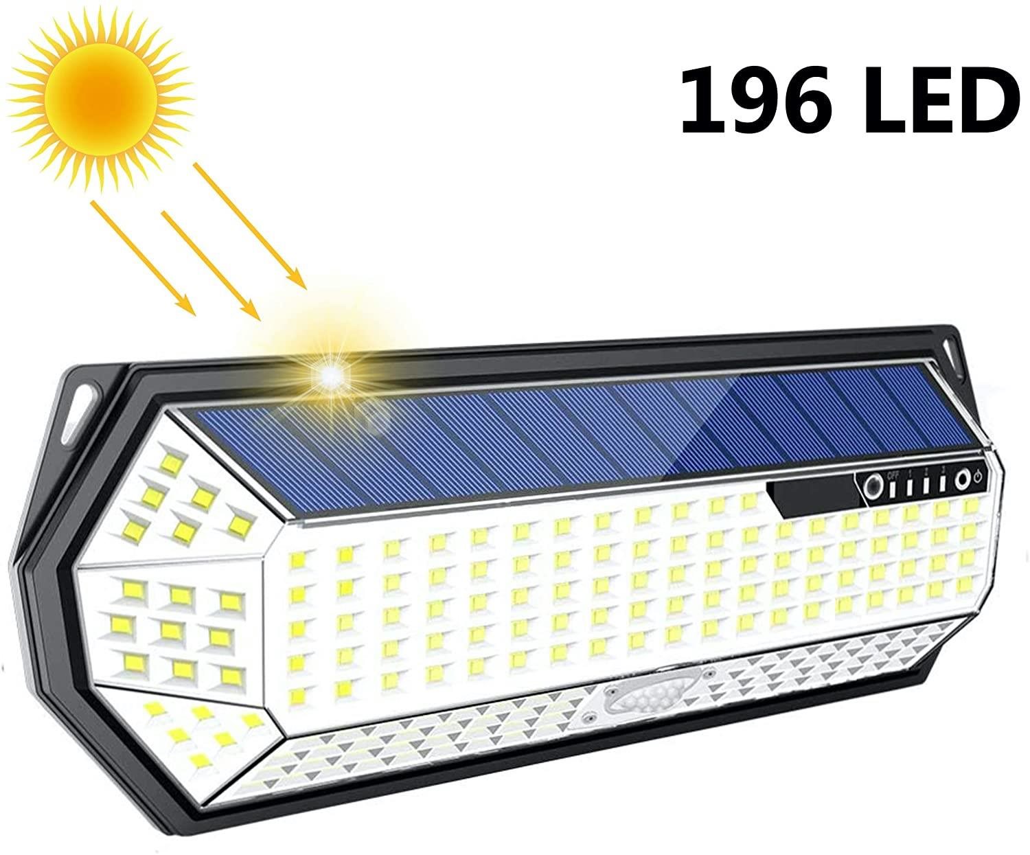 LEDSolar 196 solární venkovní světlo svítidlo, 196 LED se senzorem, bezdrátové, 4W, studená