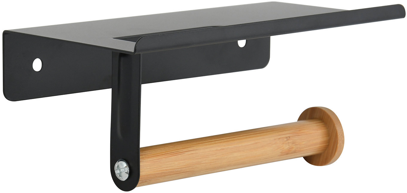 Spirella Držák na toaletní papír TAREK, ocel, bambus, černý