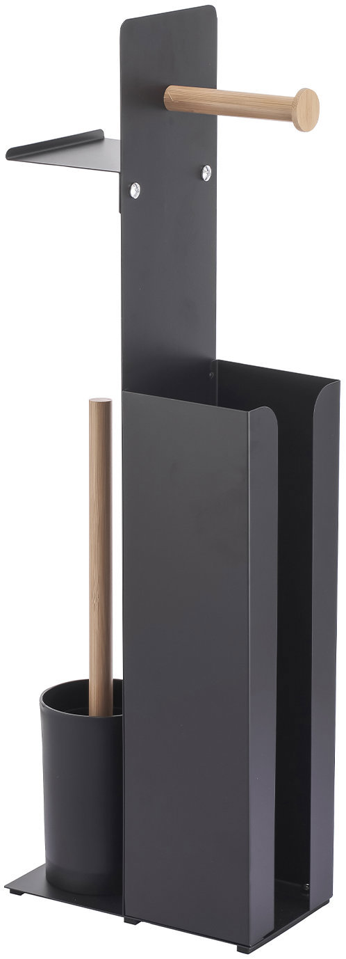 Spirella Stojan na toaletní papír YONI, se štětkou, zásobníkem a držákem na telefon, černý