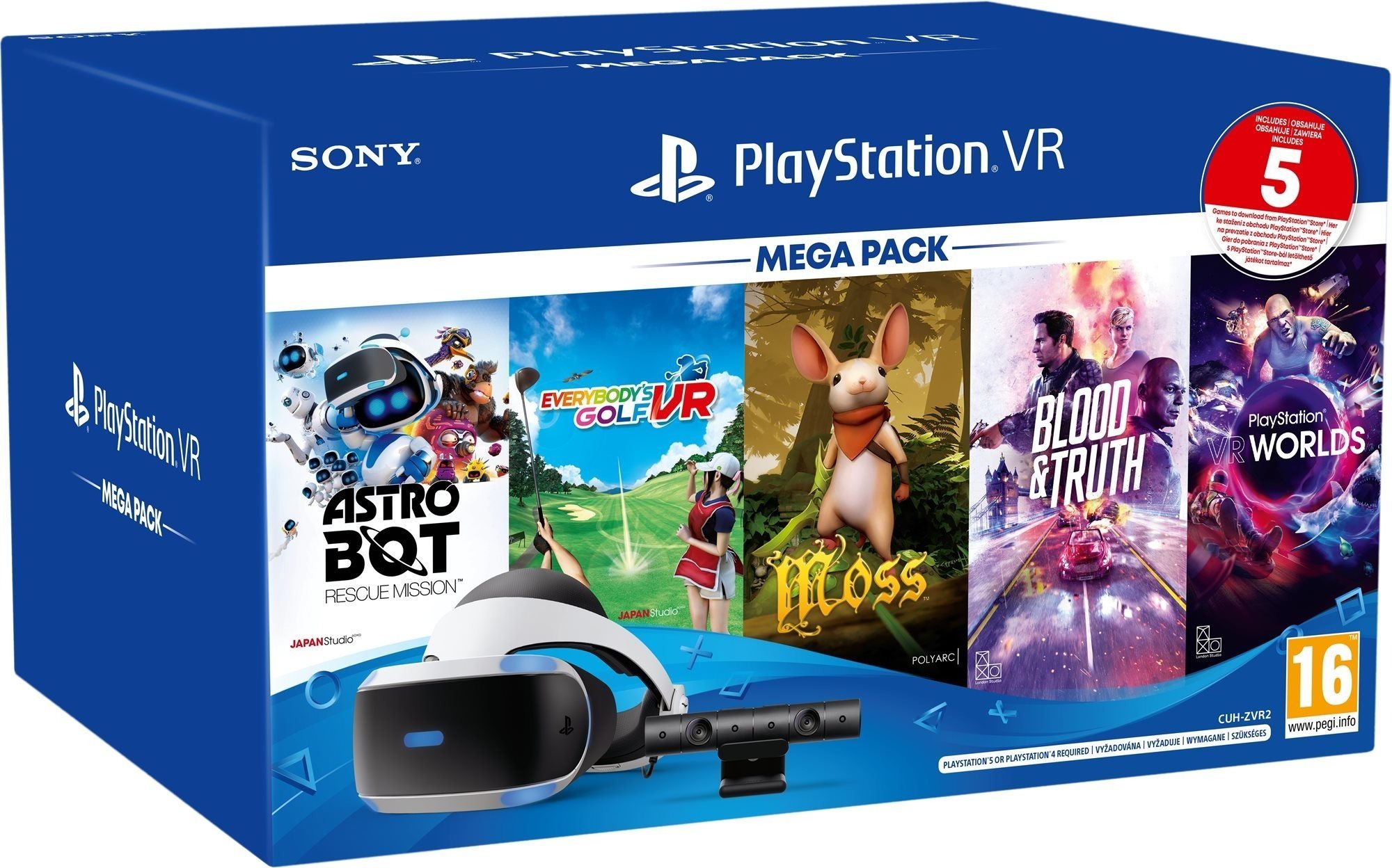 PlayStation VR Mega Pack 3 (PS VR + Kamera + 5 her + PS5 adaptér)