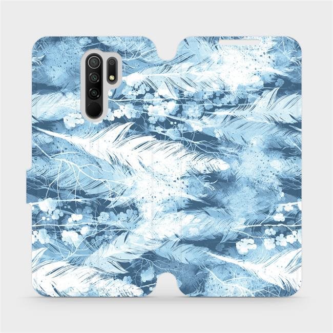 Flipové pouzdro na mobil Xiaomi Redmi 9 - M058S Světle modrá horizontální pírka